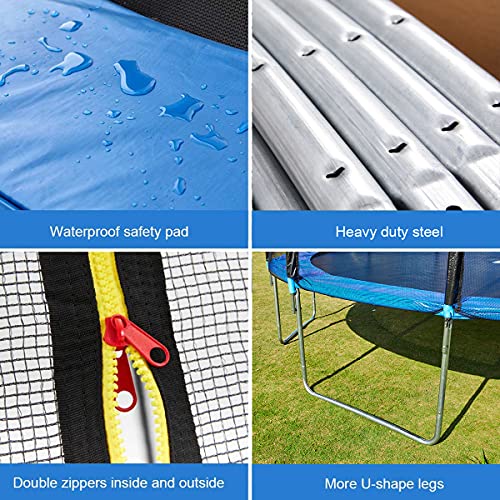 AMGYM 15 FT Trampoline Safety Enclosure Net Combo Bounce Jump for Kids Outdoor with Spring Pad