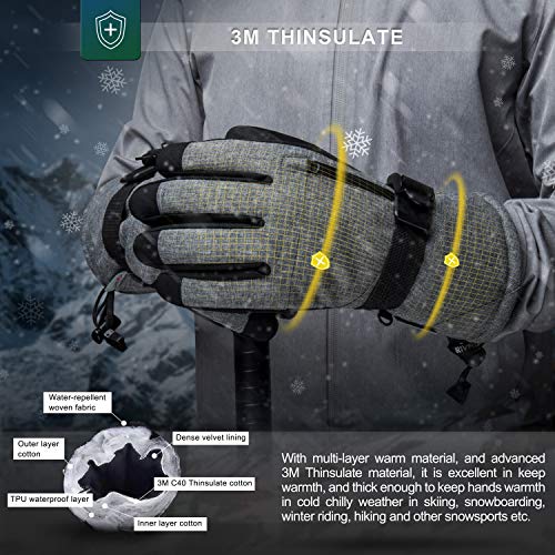 rivmount Ski Gloves Men Women Snow Gloves Waterproof Insulated