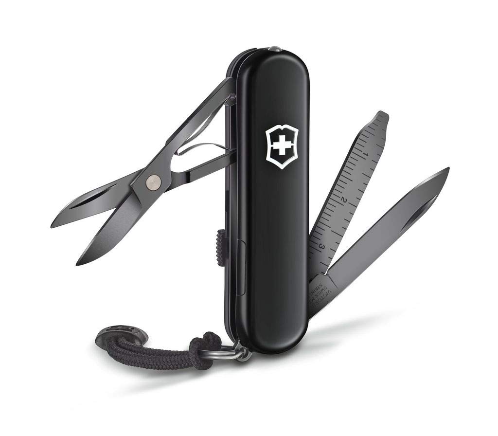 Victorinox Schweizer Taschenmesser, Signature Lite Onyx Black, Multitool, Swiss Army Knife mit 9 Funktionen, Klinge, Massstab 2
