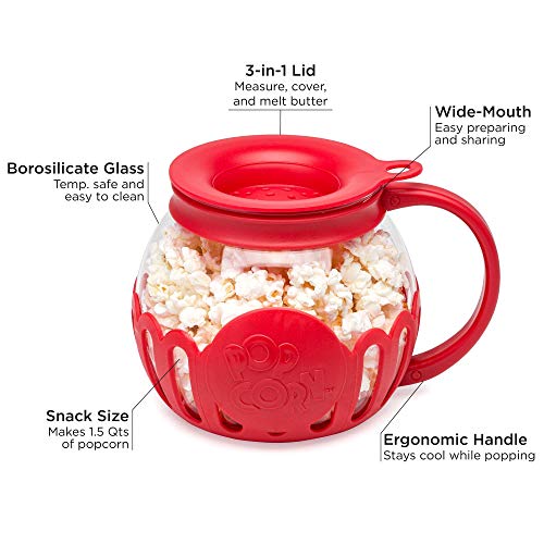 Ecolution Patented MicroPop Microwave Popcorn Popper with Temperature