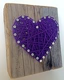 Sweet and small rustic purple string art wooden heart block - A unique gift for Mother's Day, Weddings, Anniversaries, Valentine's Day, Christmas, Birthdays, New baby girls and just because gift.