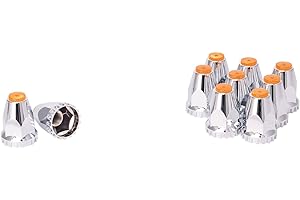 CHDT66 Chrome Lug Nut Covers for semi Trucks, 33mm Lug nut Covers, Screw on, Height: 2-3/4", Pack of 10 semi Lug nut Covers (Orange)