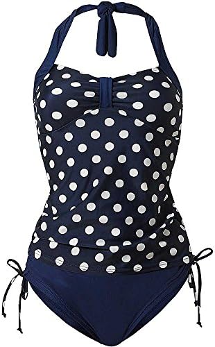 Scuba Women's Retro Style Spot Stripe Halter Neck Tankini Set