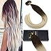 Sunny Hair U Tip Hair Extensions Human Hair Keratin Pre Bonded U Tip Remy Human Hair #4 Dark Brown Ombre to #613 Bleach Blonde Hot Fusion Hair Extensions 50g 1g/s 18inch