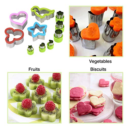 Hhyn Cookie Cutters for Kids 10 Pcs, Sandwich Cutters Include Mickey Mouse, Dinosaur, Star, Heart and Vegetable Cutter Shapes for Holiday and Party