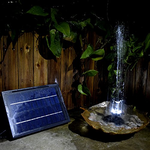 Lewisia Battery Backup Solar Fountain Pump with LED Lighting Solar Powered Water Pump Kit for Pool Koi Pond Garden Bird Bath 5W
