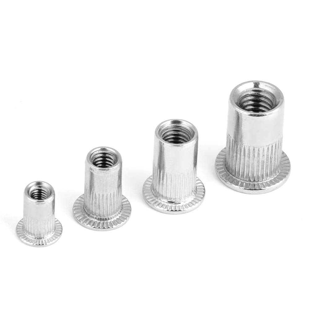 blindnietmuttern m5, 200pcs 304 Stainless Steel Blind Rivet Nut Set Threaded Insert Assortment Kit M3 M4 M5 M6