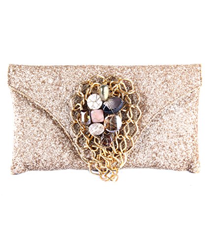 SAISHA Womens Clutch (Gold) (Contemporary)