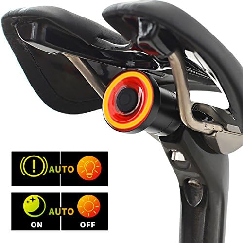 Auto Start/Stop-Brake Sensing-Smart USB Rechargeable Bike Tail Light-Ultra Bright-IPx6 Waterproof-Red High Intensity Rear LED Accessories Fits On Any Road Bikes-Cycling Safety Commuter Light
