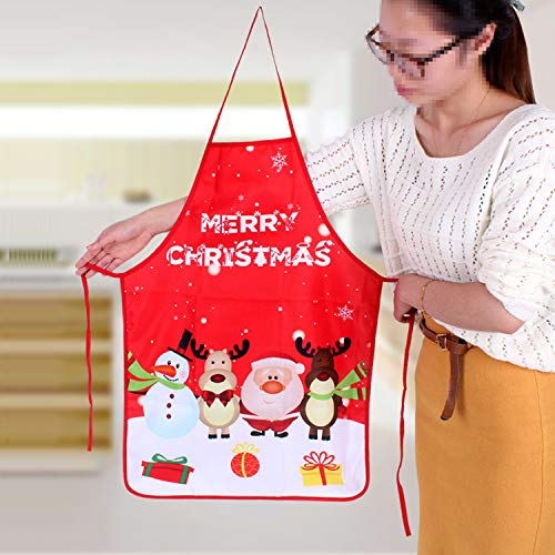 LeeLoon 2 Pack Chistmas Apron, Holiday Kitchen Apron Christmas Santa Claus/Elk/Snowman Style Decoration Apron for Christmas Dinner Party Cooking Baking Crafting House Cleaning Kitchen