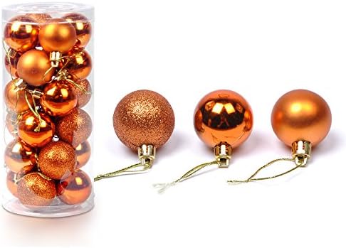 24 Piece Christmas Tree ornaments Baubles Balls Xmas Tree Balls Decoration Party Ornaments Set (Orange)