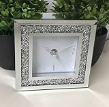 Range Square Loose Diamante Mantle Clock Crushed Jewel Glass Table Clock view 1