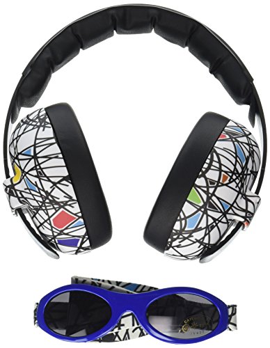Baby Banz Earmuffs and Infant Hearing Protection and Sunglasses Combo 0-2 Years, Squiggle