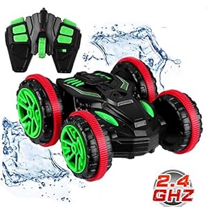 Blexy RC Stunt Car Remote Control Car Boat 4WD 6CH 2.4Ghz Off Road Electric Racing Vehicle 360° Spins & Flips Land Water Multifunction Amphibious Tank