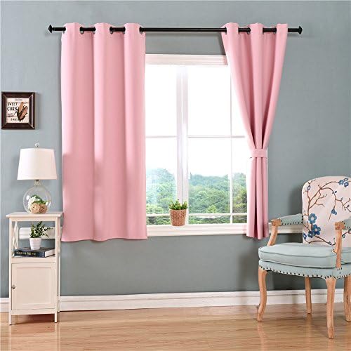 YOJA Solid Blackout Curtain Room Darkening Thermal Insulated Grommet Drape for Livingroom(2 Panels,40"Wx63"L,Light Pink)