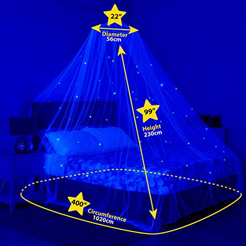 Stars Glow in the Dark Kids Bed Canopy Baby Crib Play Tent Fairy Light Stars Large Mosquito Net
