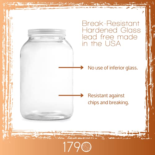 Large Glass Jars with Lid - Wide Mouth 1 Gallon Glass Jar with Lid - Glass  Gallon Jar for Kombucha & Sun Tea - Gallon Mason Jars are Large Glass Jars  ...