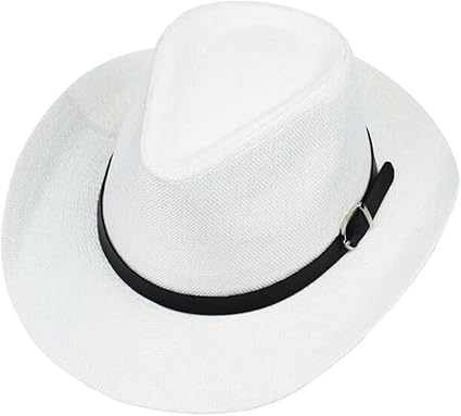 white hat leather strap