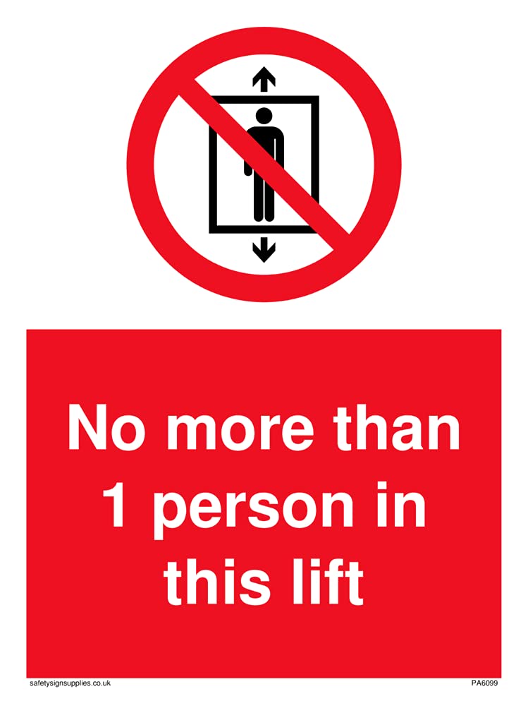 Pack of five - No more than 1 person in this lift Sign - 150x200mm - A5P