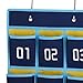 Hipiwe Numbered Classroom Organizer Pocket Chart for Cell Phones Calculator Holders with Hooks (42 Pockets)