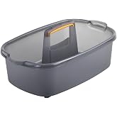 Casabella Cleaning Storage Caddy with Handle Plastic Multipurpose Organizer, Rectangle, 1.85-Gallon, Gray