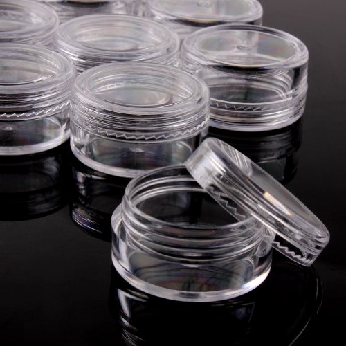 Wowlife Clear Empty Plastic Cosmetic Containers 5 Gram Size Pot Jars Eyshadow Container Lot - Pack of 50/100/200/300 Pcs (50 Pcs)