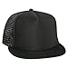 OTTO SNAP Round Flat Visor High Crown Mesh Back 5 Panel Trucker Snapback - Black