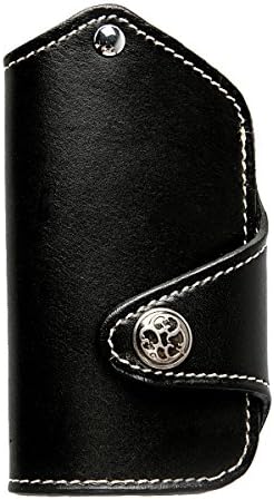 Kintrot Leather Art Car Key Case Keychain Wallet Single Key Ring Version with Black Croc Gift Package (Black)