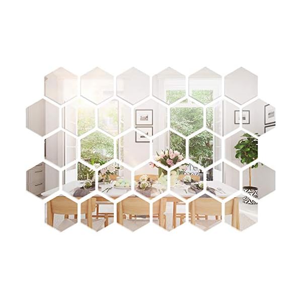 Decorative Hexagon Acrylic Mirror Wall Scroll & Dash