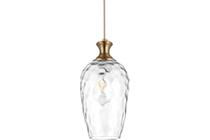 SADUENFR Glass Pendant Lights Kitchen Island Clear Glass Hanging Light Fixtures Farmhouse Brass Pendant Light for Kitchen Sink Dining Room, E26, Gold