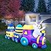 Holidayana Inflatable Easter Bunny Train - 10ft Long Easter Train Yard Decoration with Engine and 2 Cars, Includes Built-in Bulbs, Tie-Down Points, and Powerful Built in Fan