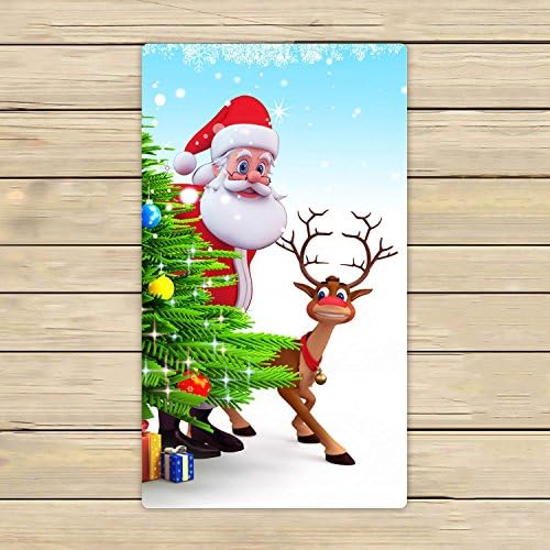 Custom Christmas Tree Reindeer Xmas Hand Towel,Spa Towel,Beach Bath Towels,Bathroom Body Shower Towel Bath Wrap 16x28 Inches