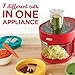 Dash D7FP300RMRD 7 in 1 Food Processor Prep Master Vegetable Chopper, Spiralizer, Slicer, Shredder + Dicer with Stainless Steel Blades for Onions, Tomatoes, Carrots, Zoodles & More, 1.5 L, Red