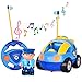 Flyglobal Cartoon Remote Control Car RC Race Car with Lights and Music Radio Control Cartoon Police Car for Baby Toddlers Kids and Children, Perfect for Holiday Birthday Christmas New Year Gifts