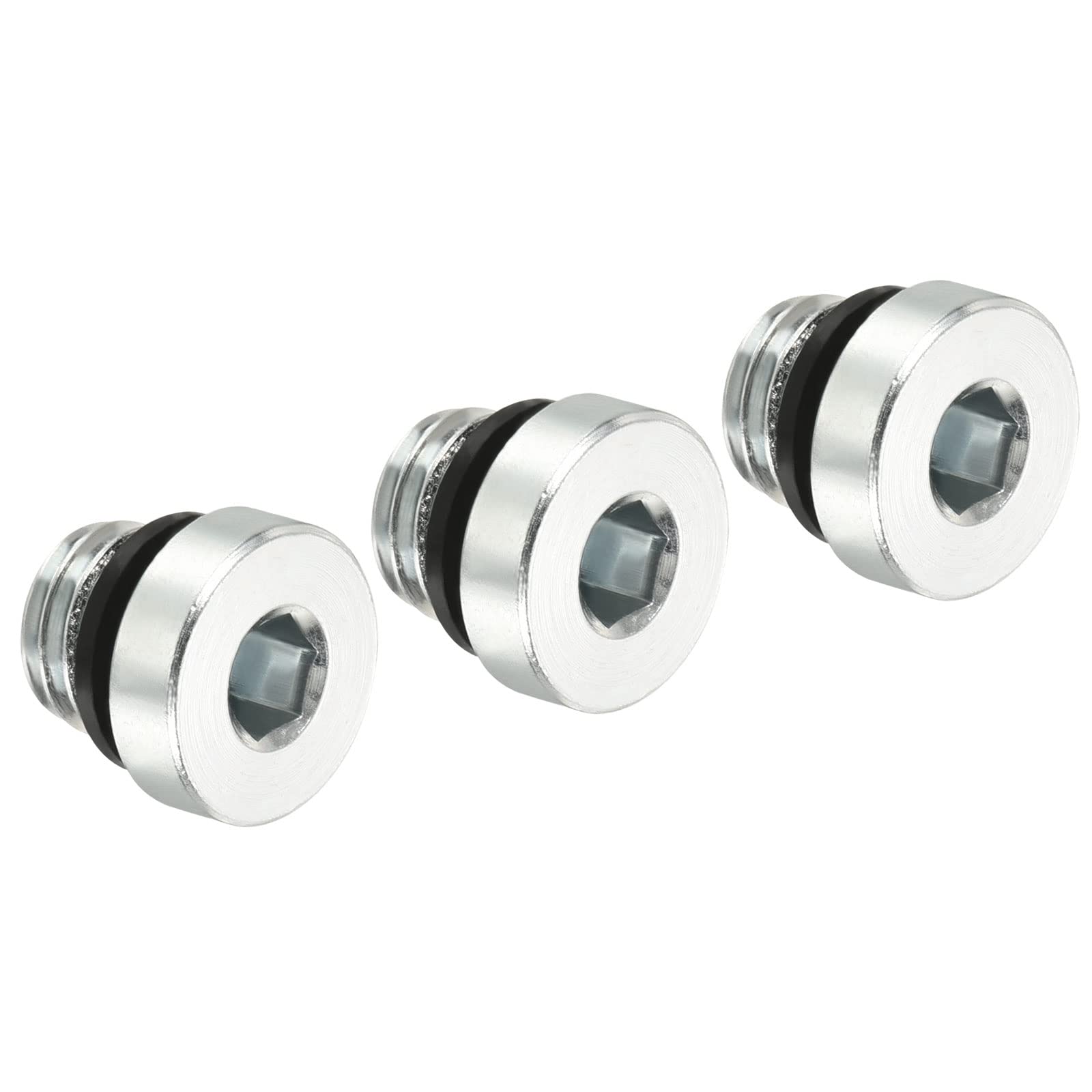 PATIKIL M10*1.5 Internal Hex Head Pipe Fitting Plug, 3 Pack Male Thread 45# Steel Socket Plug with Sealing Ring for Terminate Pipe Ends