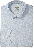 Ben Sherman Men's Skinny Fit Paisley Print Spread Collar Dress Shirt, Light Blue/White, 15.5