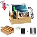 Bamboo Desktop Charger Station Coeuspow Wood Multi-Device Charging Station Handmade & Eco-Friendly Dock Compatible for Apple Watch iPhone iPad Smartphone and Tablets，Handmade & Eco-Friendly primary