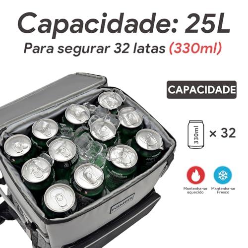 INSMEER Mochila térmica, refrigerador de praia isolado grande refrigerador de acampamento macio à prova de vazamento