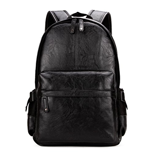 VICUNA POLO Man Leather Backpack Laptop Bag For 15inch Business Backpack For Men(black)