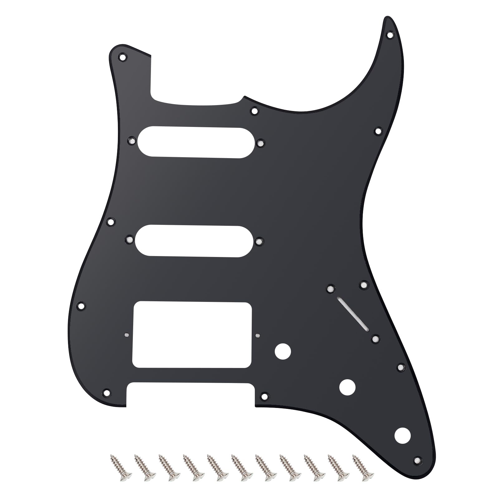 Banworks 1 Ply Strat HSS Pickguard 11-Hole Electric Guitar Pickguard SSH Scratch Plate for USA/Mexican Modern Style Standard Stratocaster ST JT/HB-02 Matt Black — image 1