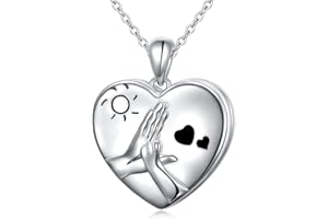 HOOHWE Pet Paw/Dog Heart/Turtle/Vintage Photo locket Necklace 925 Sterling Silver Cat/Dog Urn Necklace for Ashes Animal Ashes Keepsake Memorial Jewelry for Pet