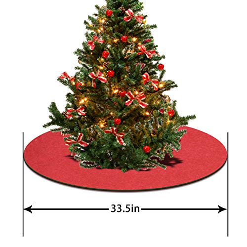 Christmas Tree Stand Mat Accessory for Floor Protection, Reversible Round Red Green Waterproof Water Trapper Durable Surface Mat Pad Carpet, Holiday New Year Party Decoration, 33.5''