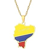 Fusamk Fashion Stainless Steel Ecuador Map Pendant Necklace