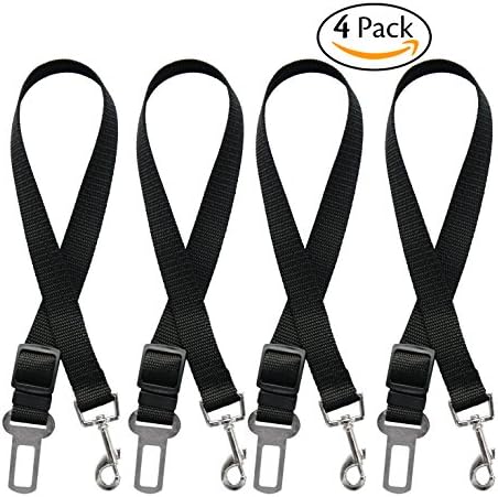 NewCool 4 Pack Pet Car Seat Belt, Nylon Material, 18-30in Adjustable