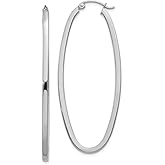 The Black Bow 2mm, 14k White Gold Square Tube Oval Hoop Earrings, 50mm (1 7/8 Inch)