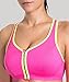 SYROKAN Women's High Impact Front Zip Wirefree Supportive Sports Bra Pink & Green 40C