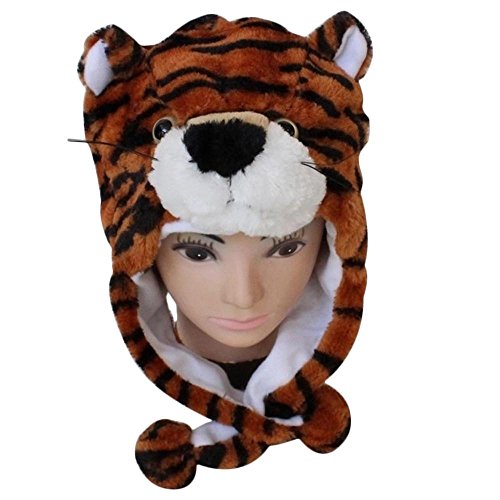 Binmer(TM)Cute Women Cartoon Animal Hat Scarf Stuffed Toys Soft Masquerades Cap(Tiger)