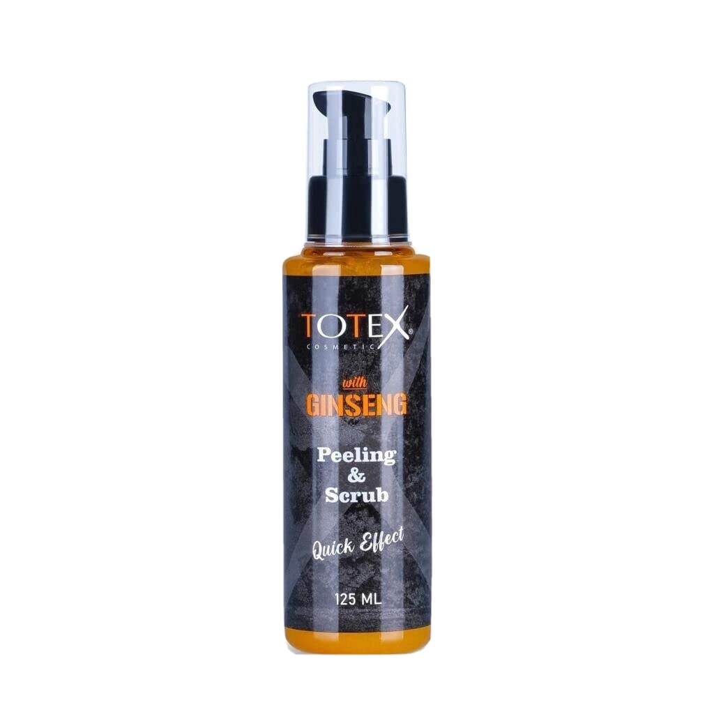 Totex Face Peeling & Scrub Gel 125ml – Ginseng Brightening Exfoliating Gel for Face Care, Removes Blackheads, Clears Pores, Dark Spot & Acne Treatment, Quick Effect Facial Scrub with Radiant Finish
