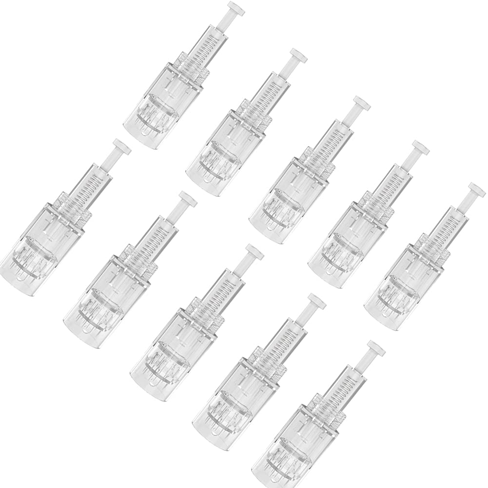 ALIWOD 12 Pin Micro Needling Cartridge 10PCS for Microneedling Derma Pen Disposable Replacement Needles Cartridges Parts Screw slot/Thread-Slot Needles Individually and Sealed Bags(12PIN)