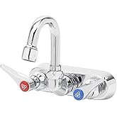T&S Brass B-1146-01 Workboard Faucet, Wall Mount, 4-Inch Centers, 131X Swivel Gooseneck, Lever Handles